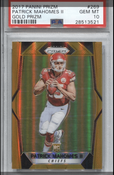 Patrick Mahomes II 2017 NFL Gold Rookie Gems Card RC Kansas City Chiefs