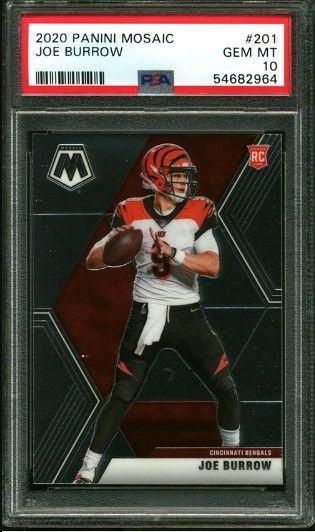 Joe Burrow Rookie Card 2020 NFL Panini Prizm Base PSA Graded Perfect 10  Bengals Star Rookie QB Birthday Gift for Him or Her Mint Gift Idea