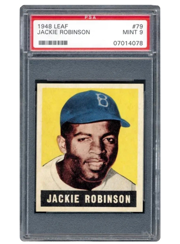 1949 Leaf #79 JACKIE ROBINSON Rookie Card Brooklyn Dodgers HOF REPRINT -  Baseball Card